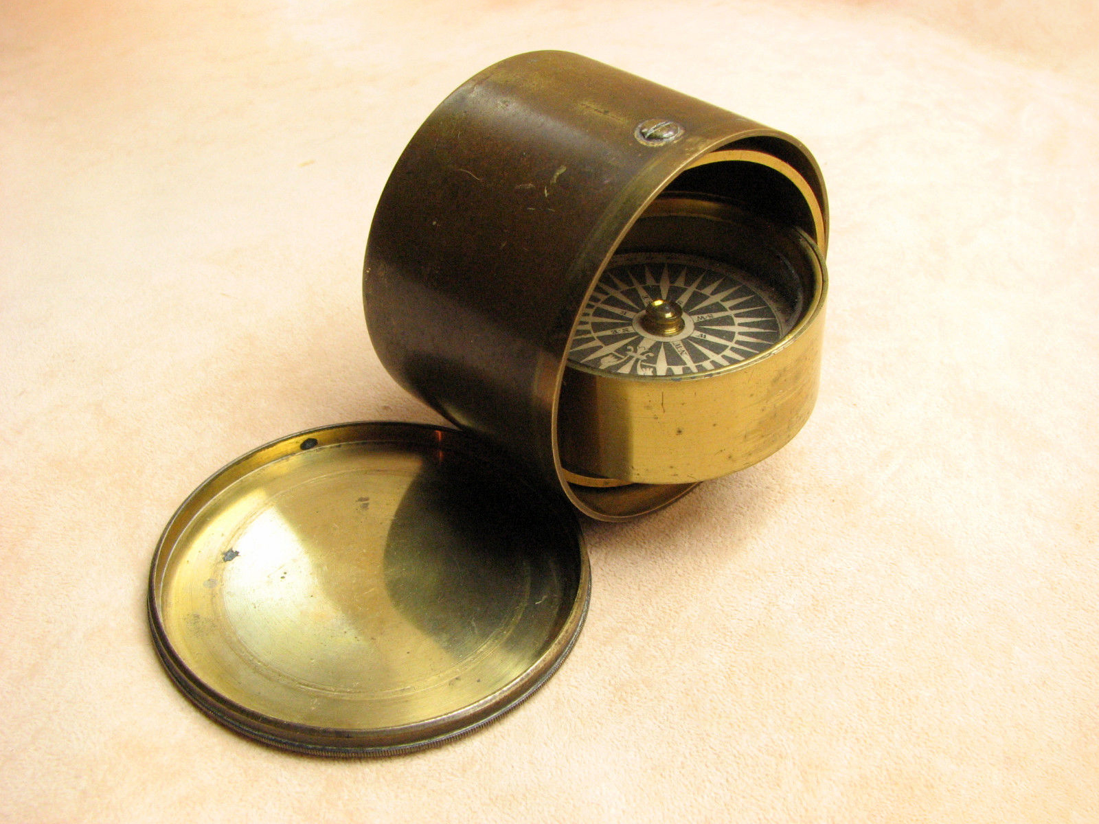 Rare brass gimbal mounted pocket compass circa 1840